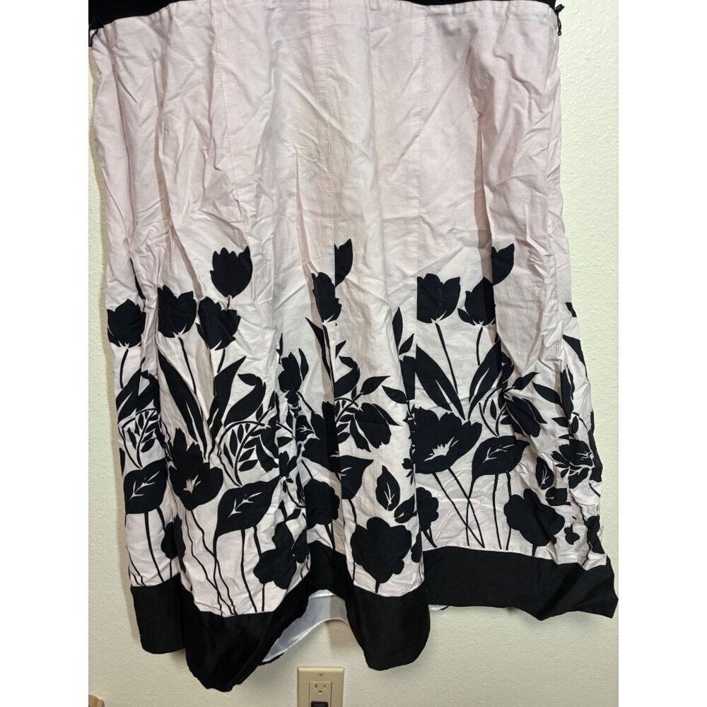 DressBarn Dress Business Casual Boho Floral Sleeveless Black White Size 14W BD1 - Picture 3 of 7